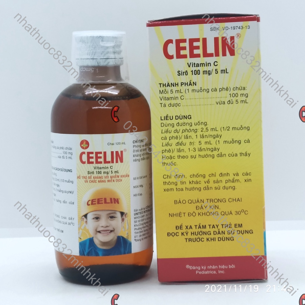 Siro Ceelin bổ sung Vitamin C hỗ trợ đề kháng với nhiễm khuẩn và chức năng miễn dịch cho bé