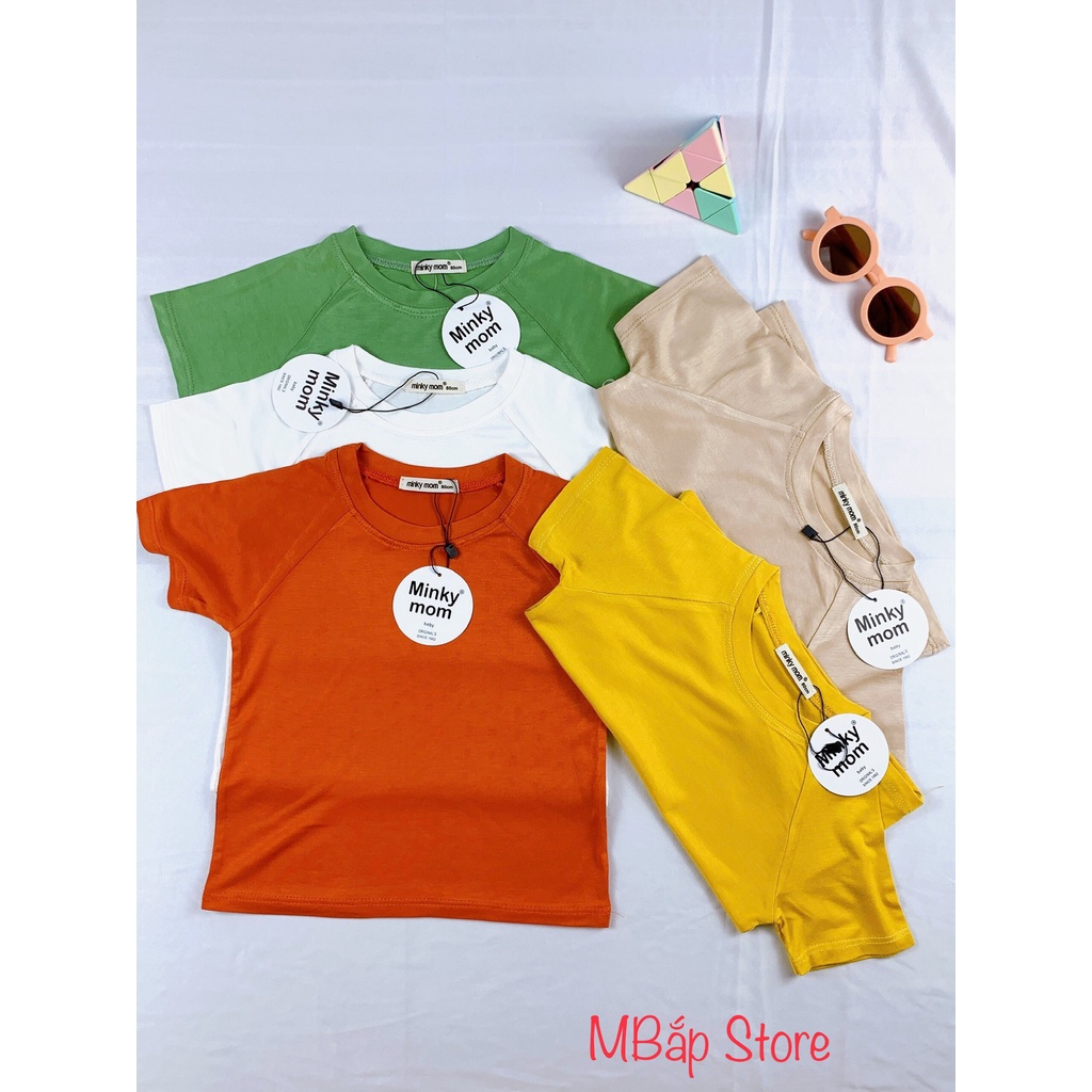 Áo thun cho bé Áo thun trơn Minkymom cho bé trai bé gái chất thun lạnh cao cấp siêu mềm siêu mát 8-20 kg