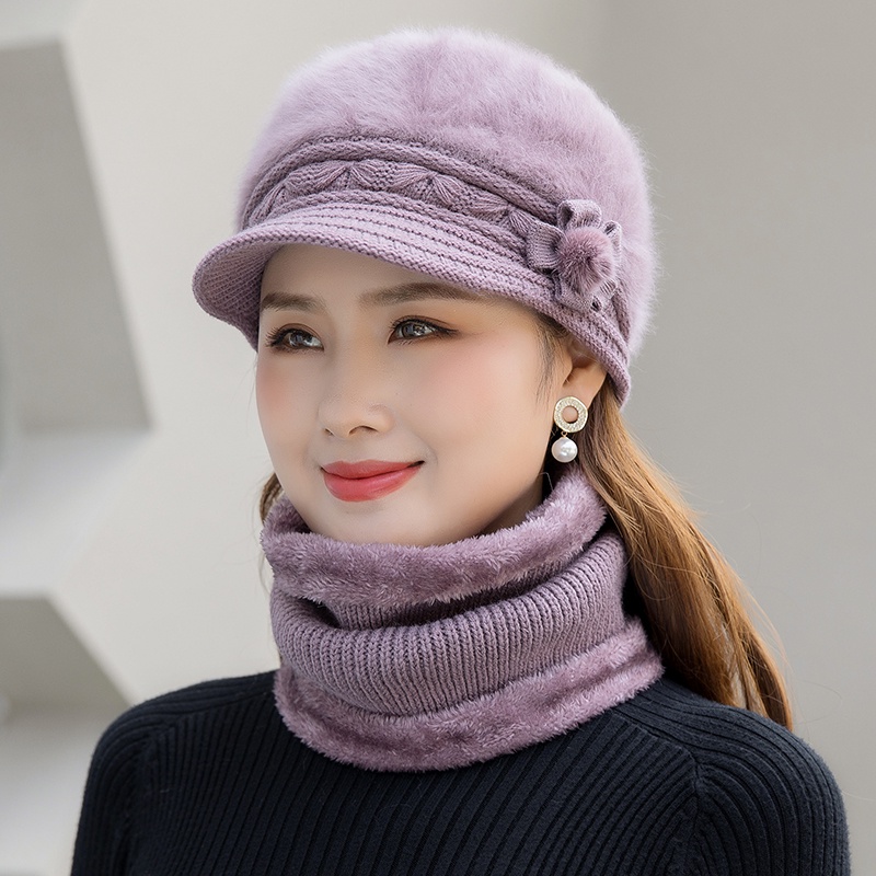 Mũ Len Lông Cừu Dày Dặn Giữ Ấm Mùa Đông Cho Nữ Trung Niên