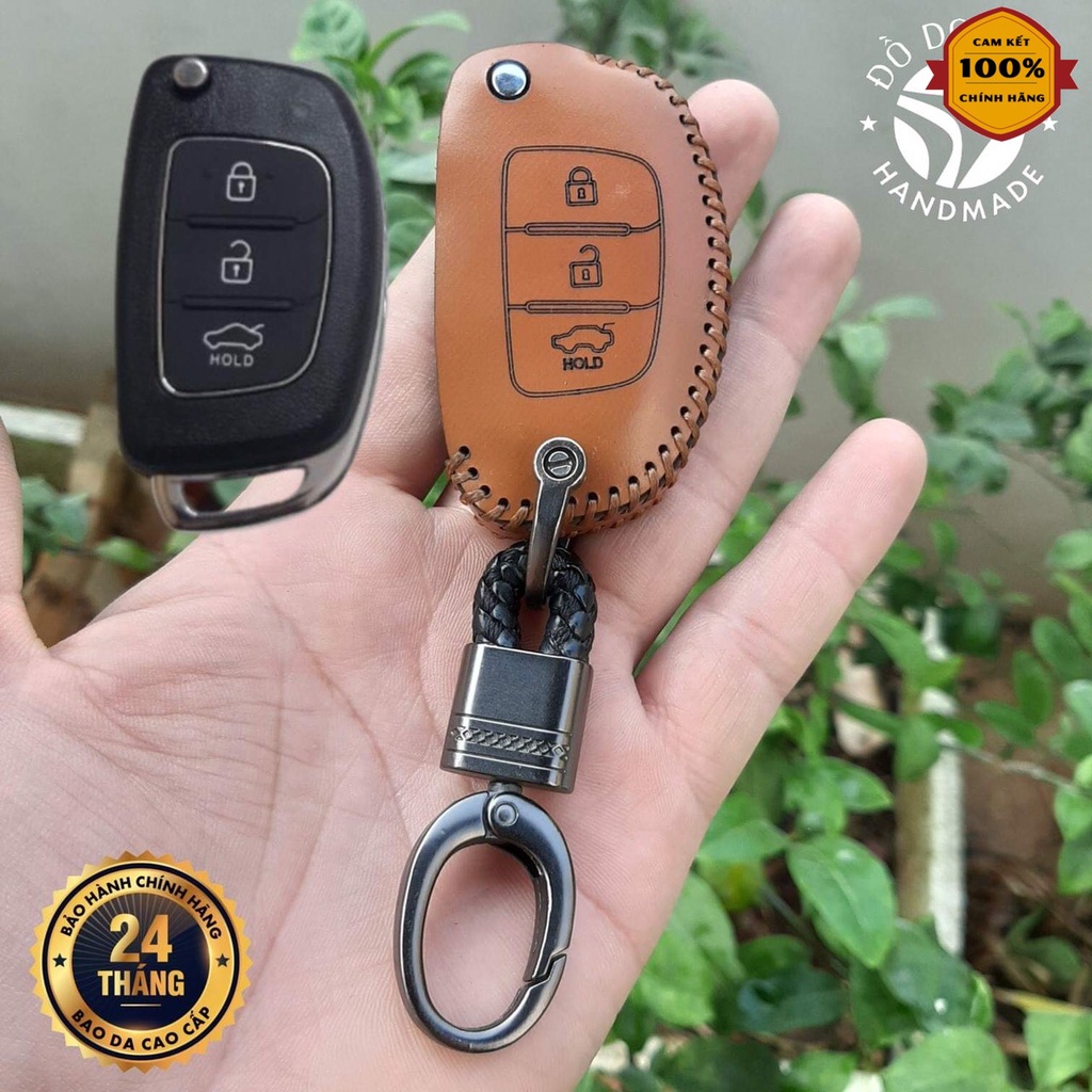 Bao da chìa khoá ô tô hyundai grand i10 bản thiếu, accent đời cũ, solati chìa gập bảo hành 2 năm