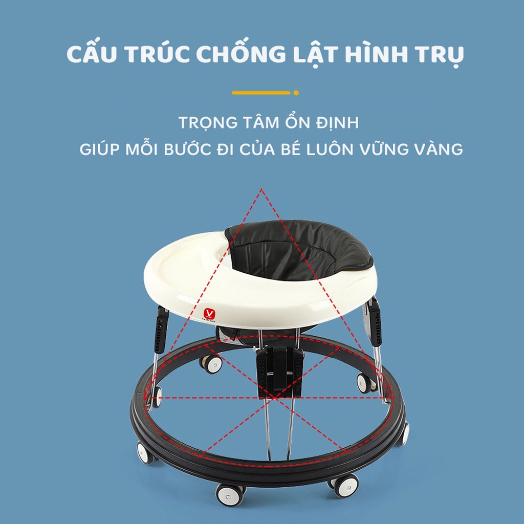 Xe tròn tập đi, xe tập đi cho bé điều chỉnh độ cao V-Baby 616 - Bảo hành 2 năm