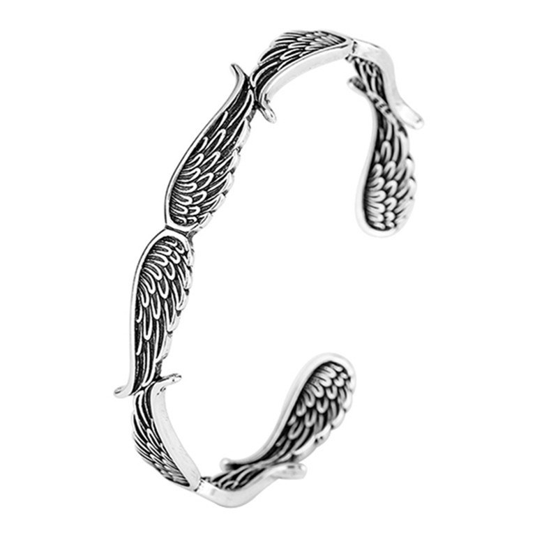 Mới Vòng Tay Hở Hình Đôi Cánh Thiên Thần Bằng Kim Loại Phong Cách retro Sáng Tạo Dành Cho Nam Nữ