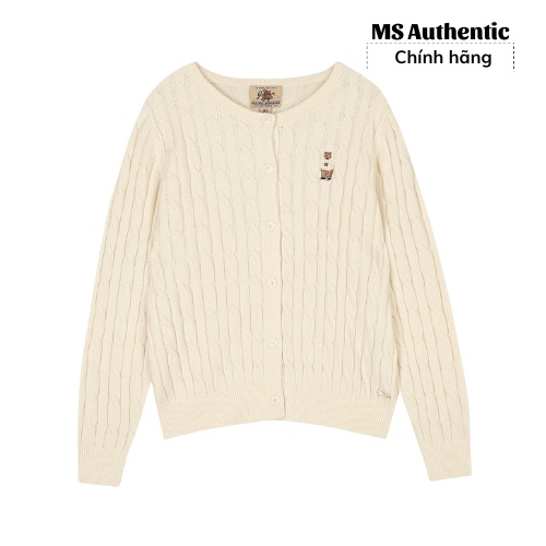 【SẴN】Áo len cardigan Whoau cổ tròn in hình Gấu Steve chính hãng | WHCKC4922F