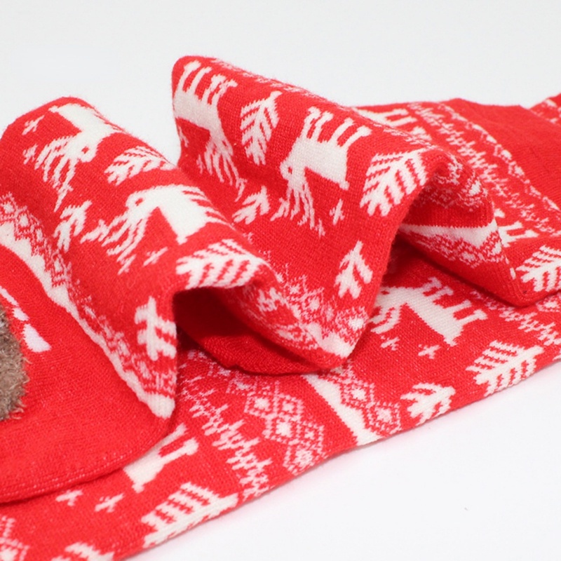 Vớ Đỏ Co Giãn Thoáng Khí In Hình Tai Gấu / Cáo / Tuần Lộc 3D Đáng Yêu Giáng Sinh Năm Mới