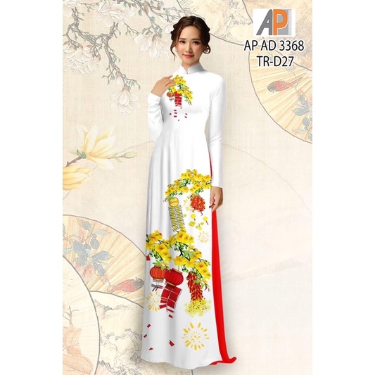 Vải may áo dài in 3D mẫu Tết xinh