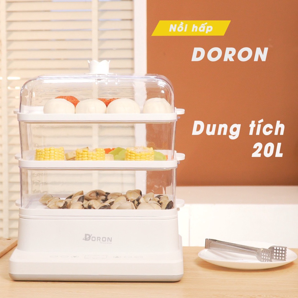 Nồi Hấp Điện 3 tầng thông minh dành cho Gia Đình Đa Chức Năng tiện dụng Dung Tích 20L hấp cua,bánh gà cá thịt DR-209