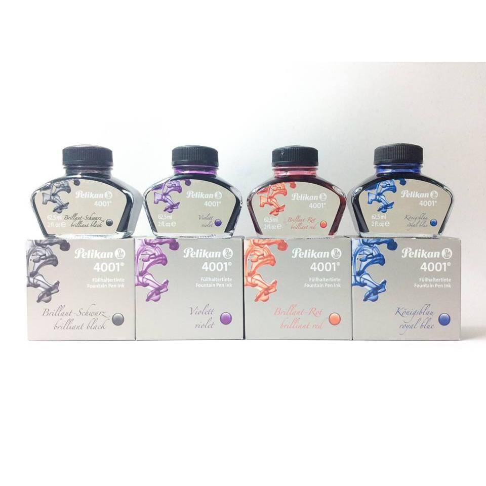 Mực Pelikan 4001 Đức (lọ 62,5ml), Mực nhanh khô, không phai, bay mầu, mực bút máy - Loki