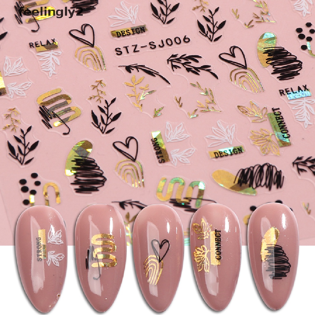 Miếng Dán Trang Trí Móng Tay 3D Họa Tiết Đường Kẻ Trừu Tượng Độc Đáo