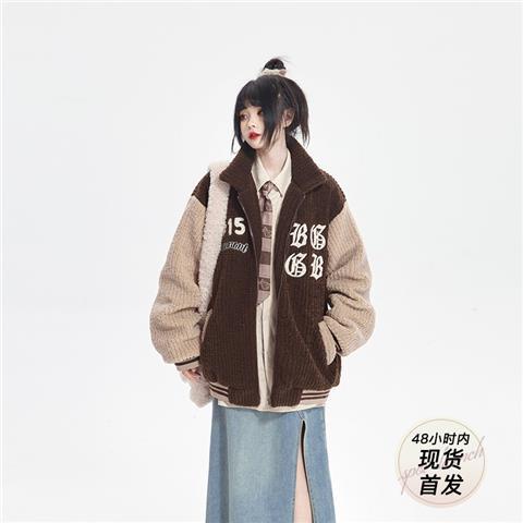 Áo Khoác Bóng Chày Dày Dặn Thêu Họa Tiết Phong Cách Retro Mỹ Thời Trang Mùa Đông Mới Cho Nữ