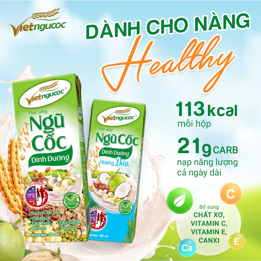 Thùng 48 Hộp Sữa Ngũ Cốc Dinh Dưỡng VIỆT NGŨ CỐC Uống Liền Bổ Sung Năng Lượng Chất Dinh Dưỡng Cho Cơ Thể 110ml/ Hộp