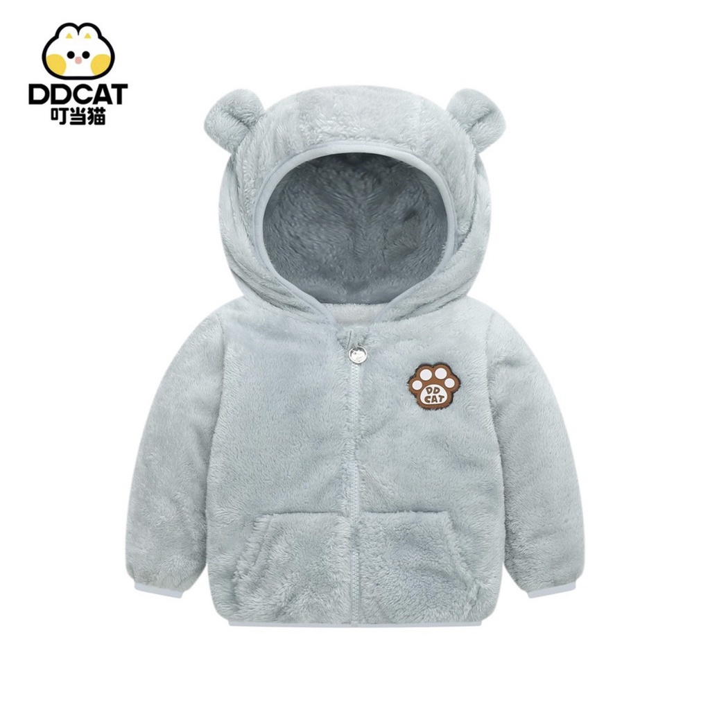 Áo khoác lông cừu tai gấu cho bé, áo khoác lông 2 lớp siêu ấm cho bé trai bé gái