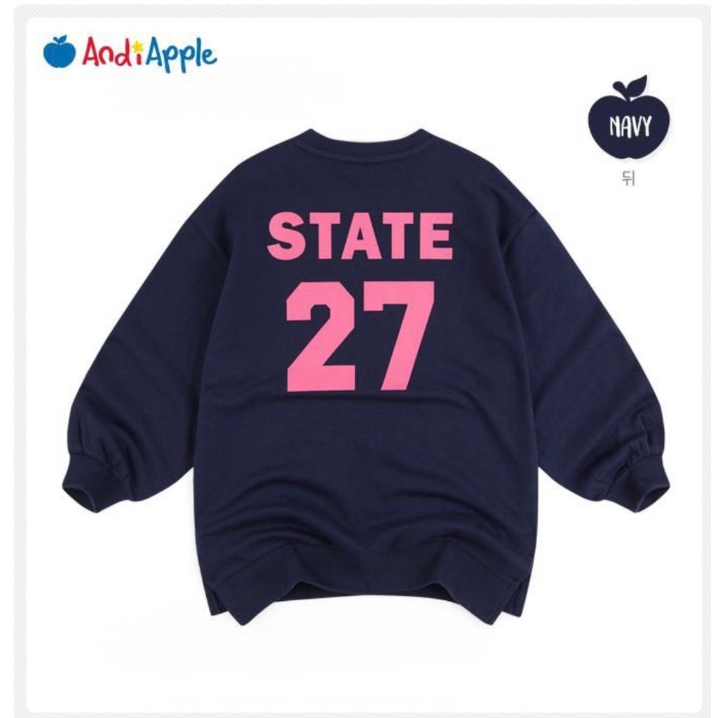 Áo váy AndiApple nỉ da cá màu navy/hồng số 27