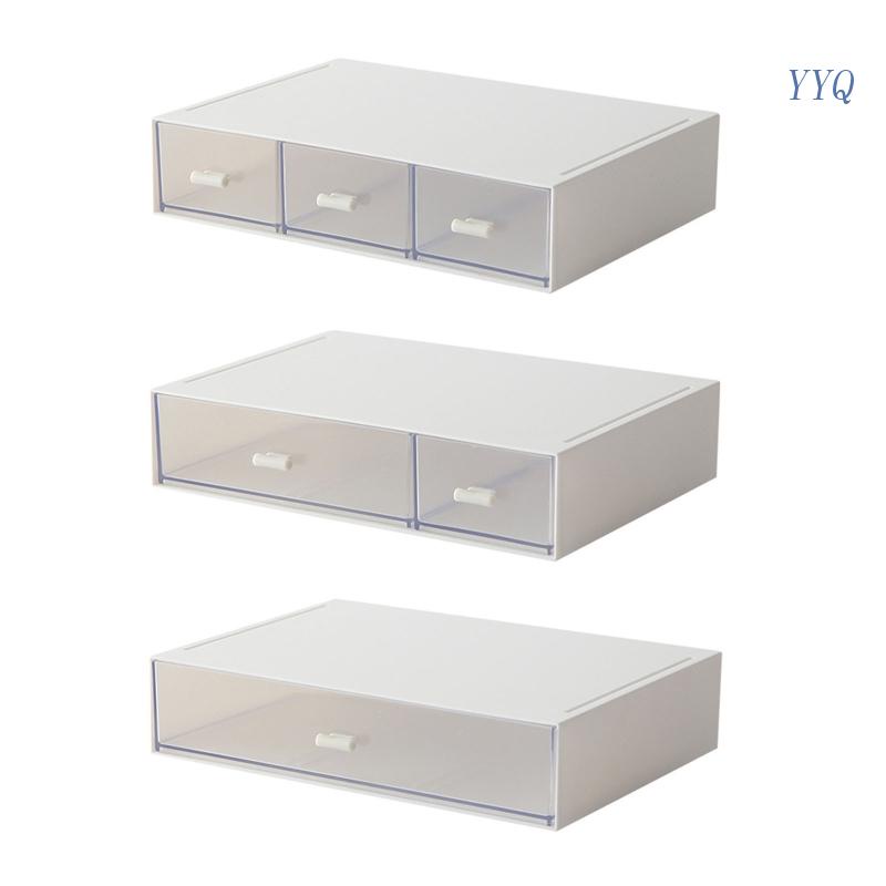 Set 2 Hộp Đựng Tài Liệu Để Bàn Trong Suốt Có Tay Cầm Kéo Tiện Lợi Dành Cho Nhà Cửa / Văn Phòng / Trường Học