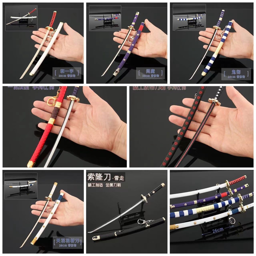 Móc khóa Mô hình kiếm katana kimetsu no yaiba, roronoa enma nidai kitetsu shusuiwado của zoro trong one piece