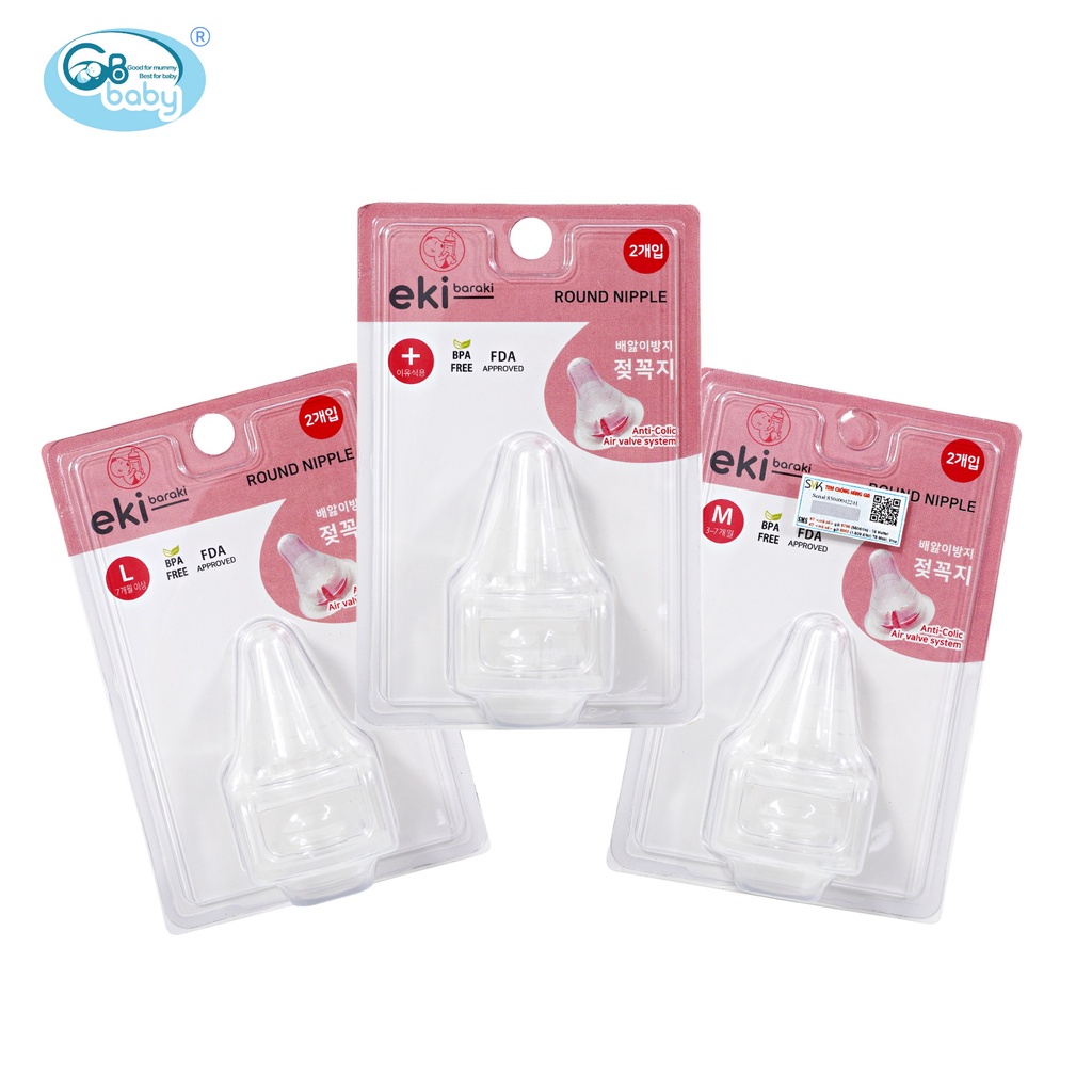 Núm ty siêu mềm Ekibaraki Hàn Quốc cổ rộng size SS S M L + mô phỏng đầu ty mẹ phù hợp cho các bình