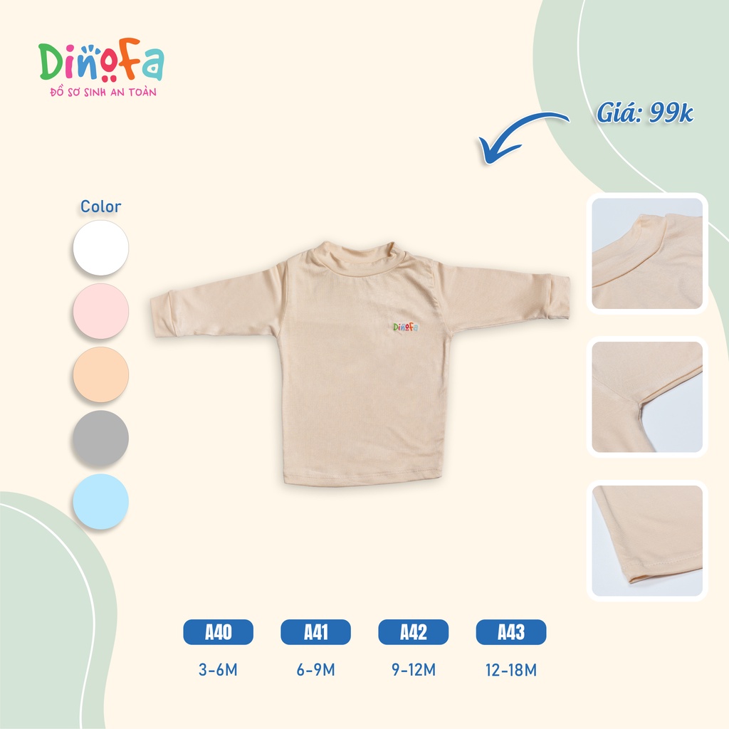 Áo giữ nhiệt cổ lọ 3 phân DINOFA bé trai, bé gái mềm mại, giữ nhiệt tốt cho bé 3-6M - BABIALL