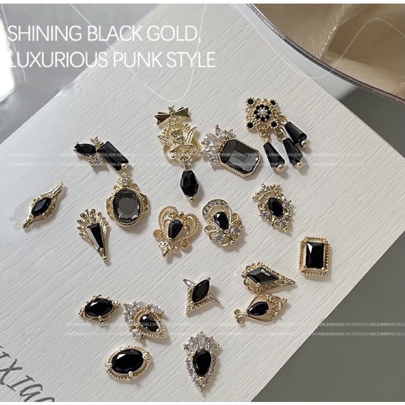 Charm đá đen cao cấp trang trí móng