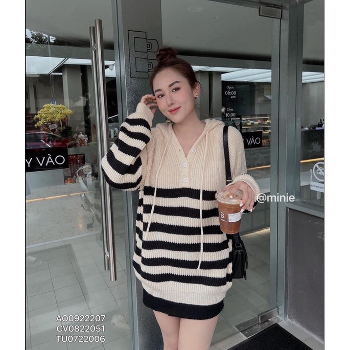 💥sỉ💥áo len kẻ mũ-có khoá cho con ti