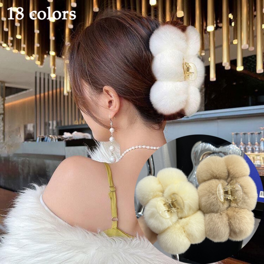 Kẹp Tóc Càng Cua Phủ Lông Mềm Mại Phong Cách Hàn Quốc Thời Trang Mùa Đông Cho Nữ