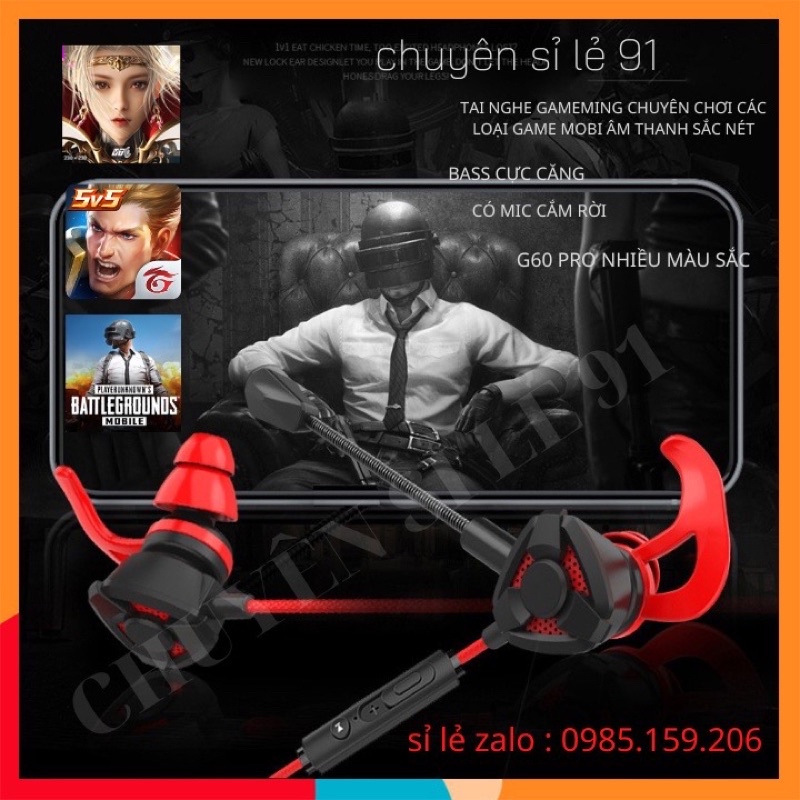 Tai Nghe Gaming G60 Có Dây 3.5mm Kèm Mic Loại Bỏ Tiếng Ồn Có Thể Tháo Rời Chuyên Dụng Cho Chơi Game