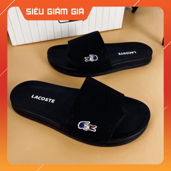 Dép Lacoste bản đế cao su non đẹp huyền thoại , dép quai ngang unisex nam nữ quai da cao cấp 2022 bao đi nước Free Ship