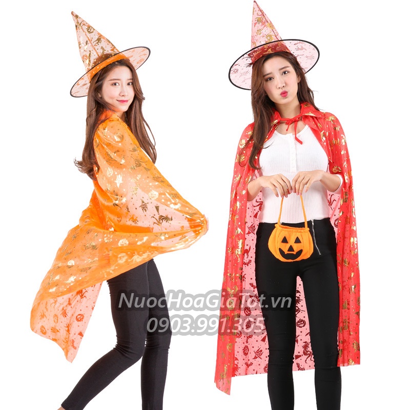 Bộ hóa trang phù thủy áo choàng và nón người lớn Halloween