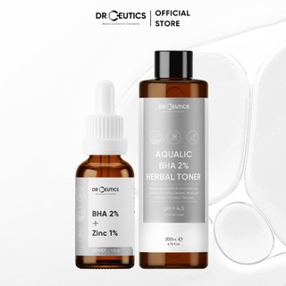 Drceutics combo cho da dầu mụn - serum bha zinc và dung dịch bha aqualic