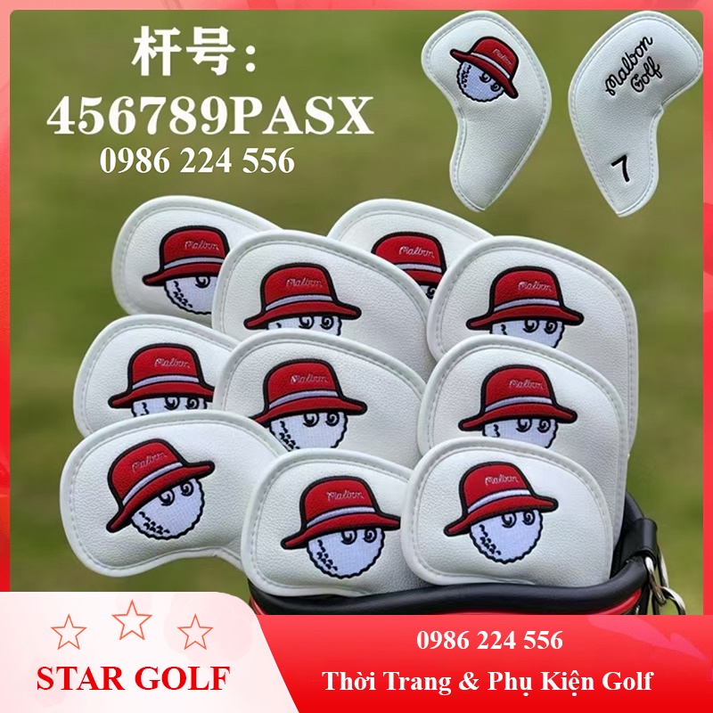 Cover gậy golf malbon bọc đầu gậy sắt da PU chống trầy xước 10 chiếc [Star_Golf]
