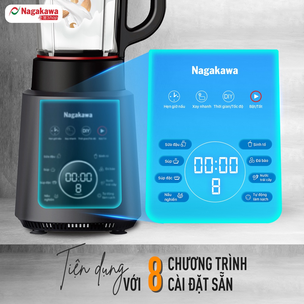 [NAGA110K2 - Giảm ngay 110K] Máy làm sữa hạt đa năng Nagakawa NAG0824 (1,2L - 1200W) - Bảo hành 12 tháng