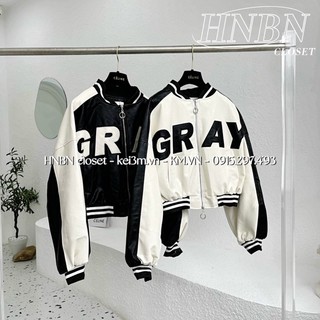 (Ảnh thật - có sẵn) Áo khoác da bomber GRAY QCCC