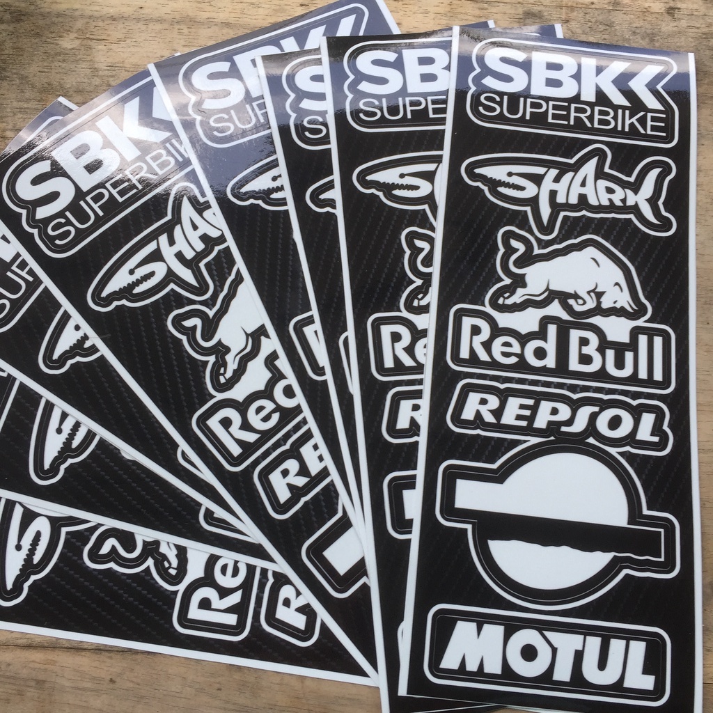 Giá 1 tờ logo trắng đen SBK cá mập. Chống nước, không bay màu. Sticker sắc nét
