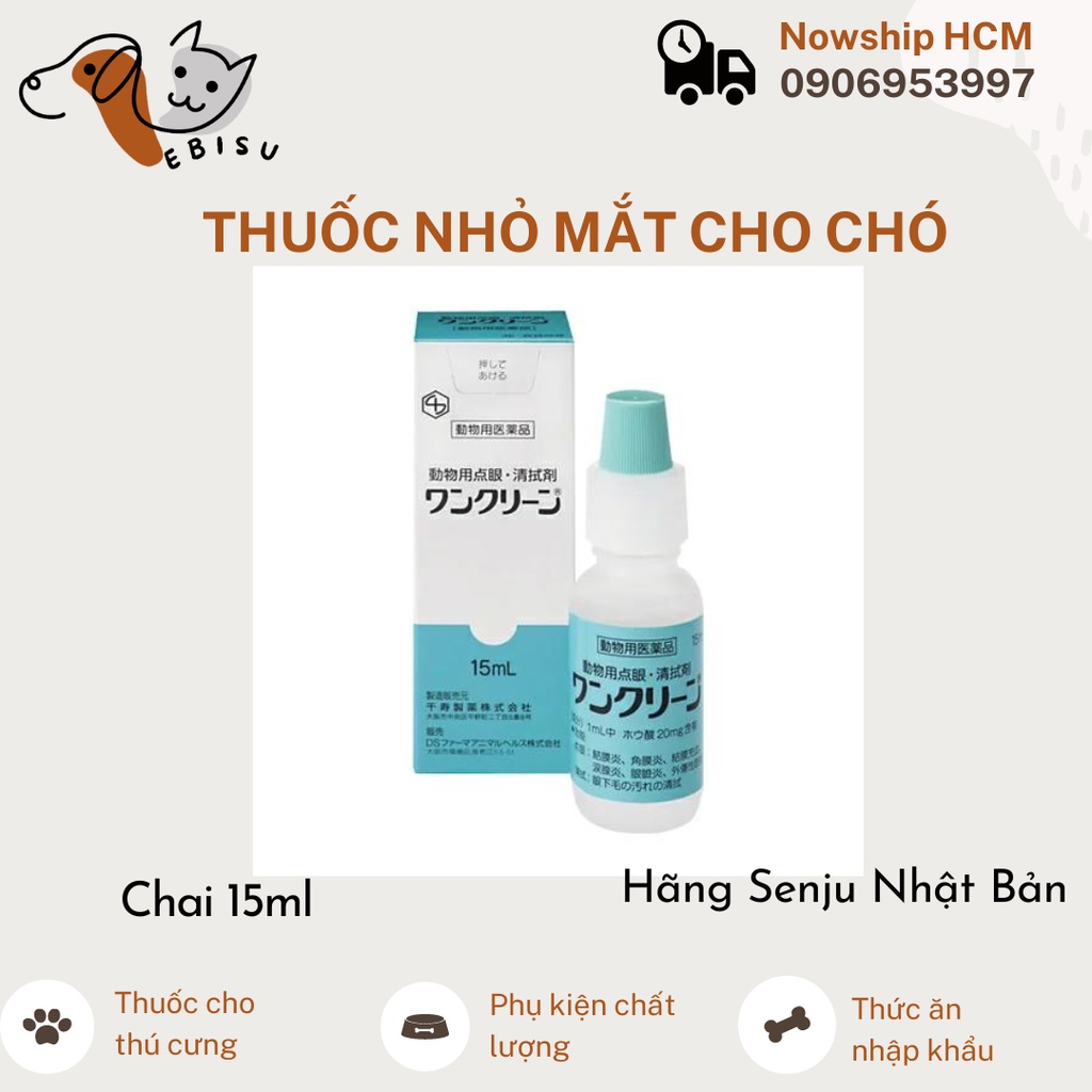 Dung dịch nhỏ mắt dành chó/mèo chảy nước mắt - One clean