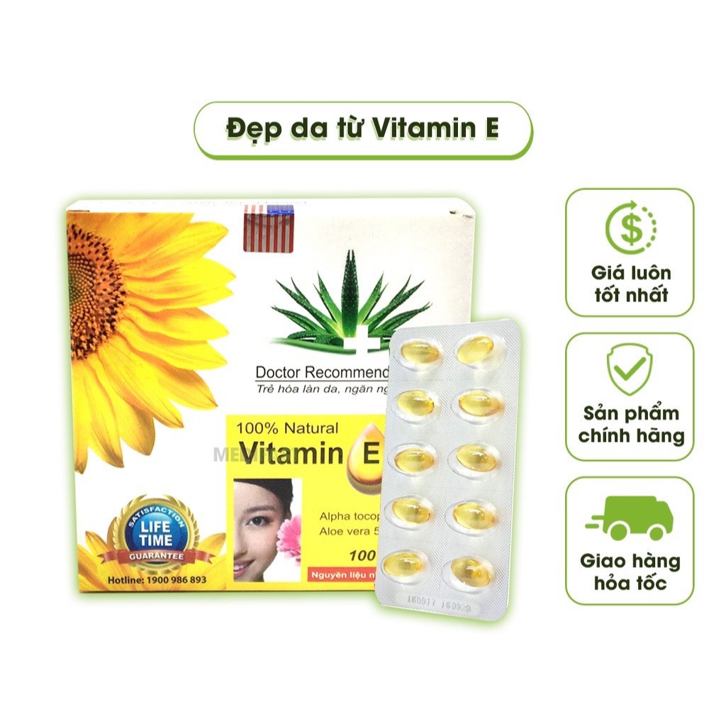 Vitamin E hàm lượng 400 mg- giúp làm đẹp da - bổ sung vtm E 400mg ngăn ngừa lão hóa, tốt cho sinh lý (e hướng dương)