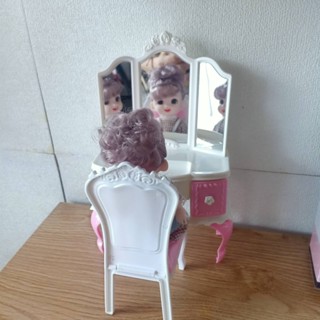 Bộ Bàn Ghế Trang Điểm Búp Bê 5in,Cao 25cm 3 Gương kèm ghế hàng cao cấp
