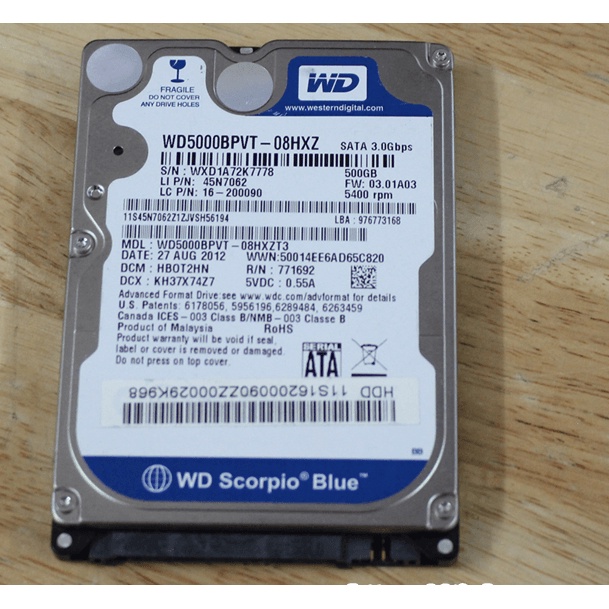 Ổ cứng hdd laptop 160gb 250gb 320gb 500gb 1tb cũ sức khỏe 100%