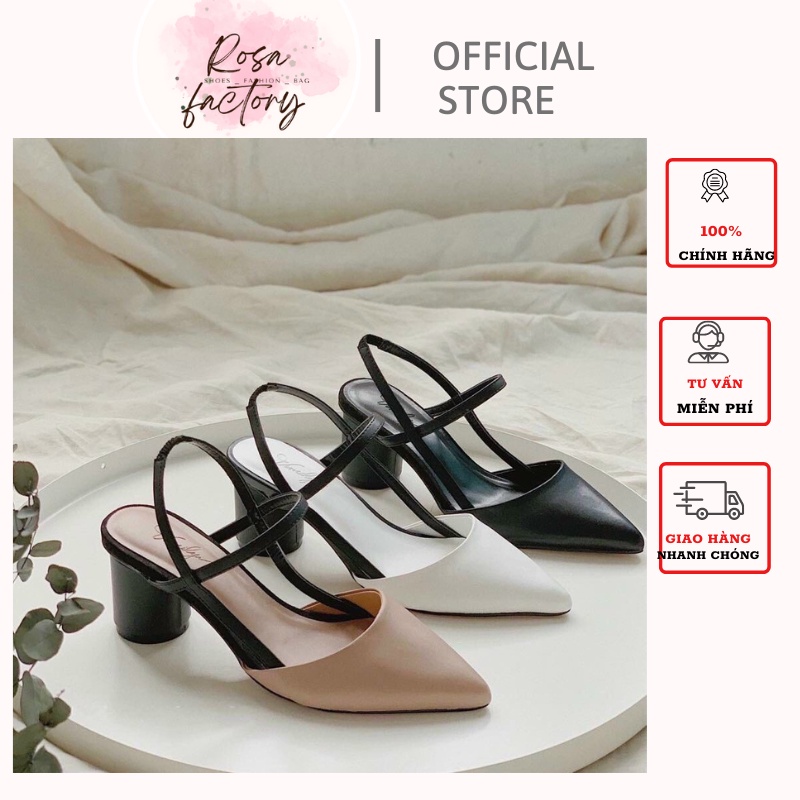 Giày cao gót singblack quai thun gót tròn phối quai hậu cực điệu đà cg-0590, Rosa fashion