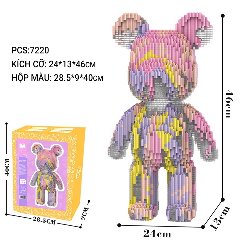 Đồ chơi xếp hình lắp ráp nanoblock mô hình gấu bearbrick quà lưu niệm trang trí decor cá tính