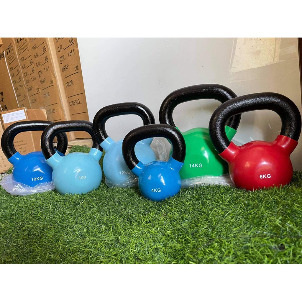 Tạ Bình Vôi,Tạ Quai Xách, Tạ ấm 16KG - KETTLEBELL Bọc Cao Su Cao Cấp Chính Hãng IRON BULL