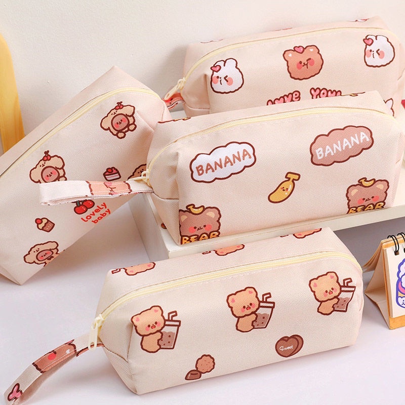 Túi Đựng Bút Bằng Vải Bạt In Họa Tiết Hoạt Hình Cho Học Sinh