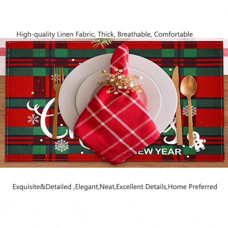 1 Tấm Lót Bàn Ăn Chịu Nhiệt In Họa Tiết Giáng Sinh Dễ Thương