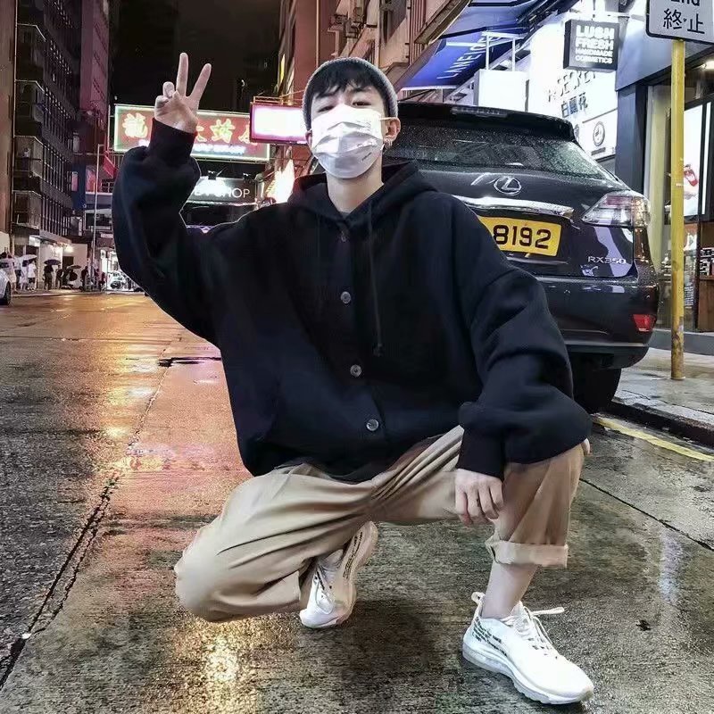 Áo Khoác Bóng Chày Có Nón Bằng Vải Nỉ Thời Trang Thu Đông Hàn Quốc Cho Nam AT1296