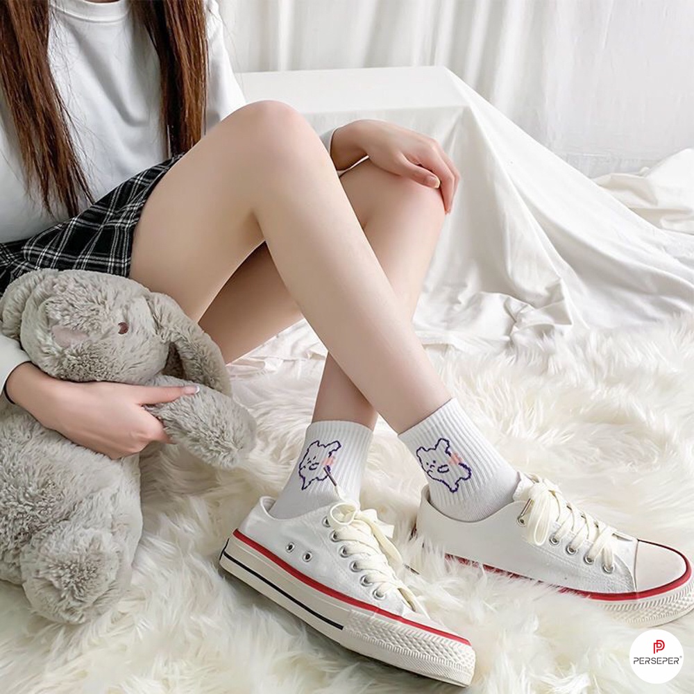 Tất vớ cổ cao kiểu dáng Hàn Quốc, set 5 đôi khác nhau dễ phối đồ - Sope Shop