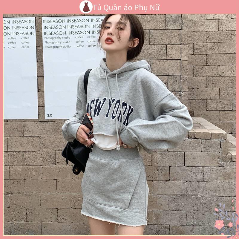 O Kho C nu Áo Khoác Sweater Mỏng Chui Đầu Dáng Rộng Cỡ Lớn Màu Xám Ngắn Phong Cách Hàn Quốc Ngọt Ngào Dễ Phối Đồ Mùa Xuân Thu Cho Nữ