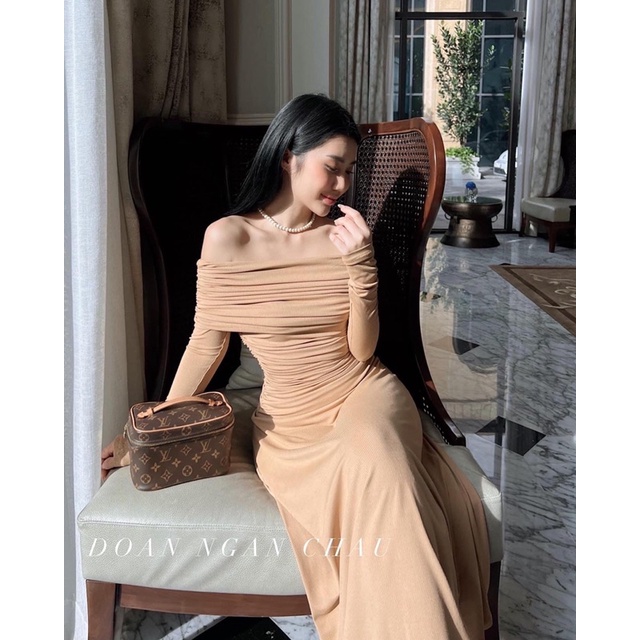 VÁY LEN TĂM TRỄ VAI DÁNG MAXI XOÈ