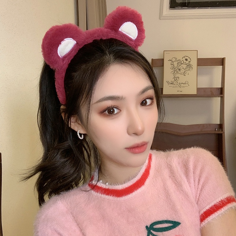 Băng Đô Cài Tóc Phủ Lông Chống Trượt Họa Tiết Hoạt Hình Thời Trang Thu Đông Cho Nữ