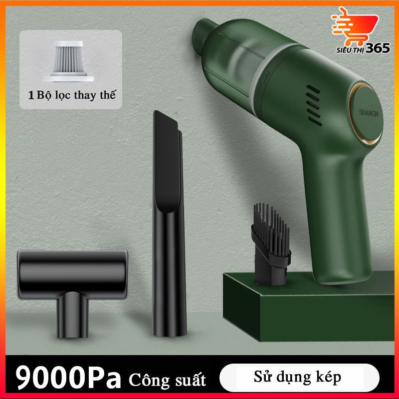 Máy hút bụi cầm tay mini, máy hút bụi giường, ô tô không dây 9000pa BẢO HÀNH 24 Tháng