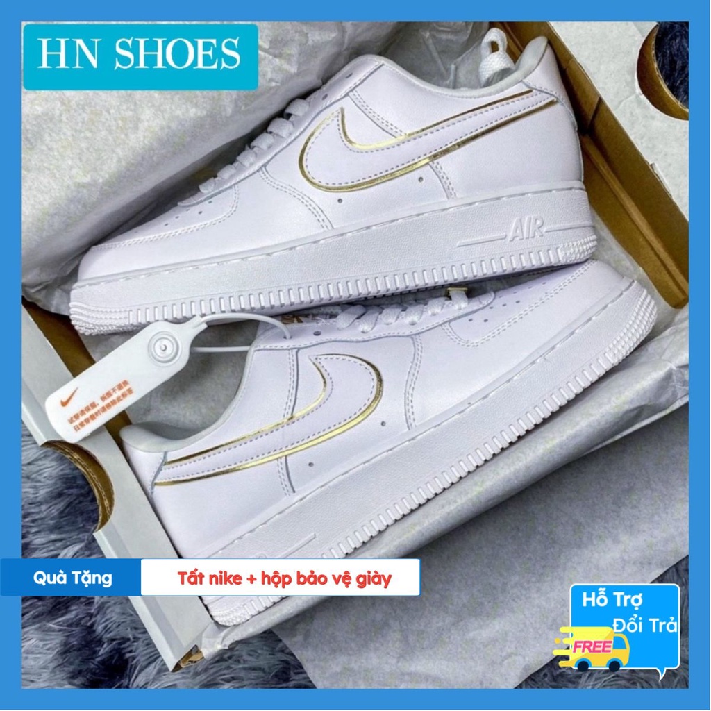 Giày_nike trắng full viền vàng, giày af1 trắng viền vàng hàng cao cấp full size 36-43.