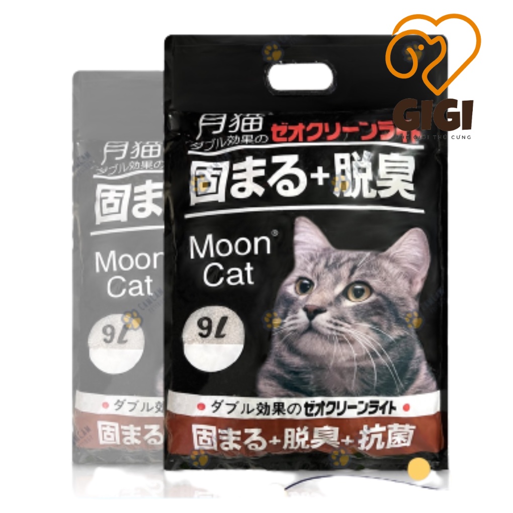 Cát Nhật Đen Moon Cat, cát Like bao 9 lít vệ sinh cho mèo thấm hút khử mùi siêu vón ít bụi thú cưng - GiGi Pet Shop