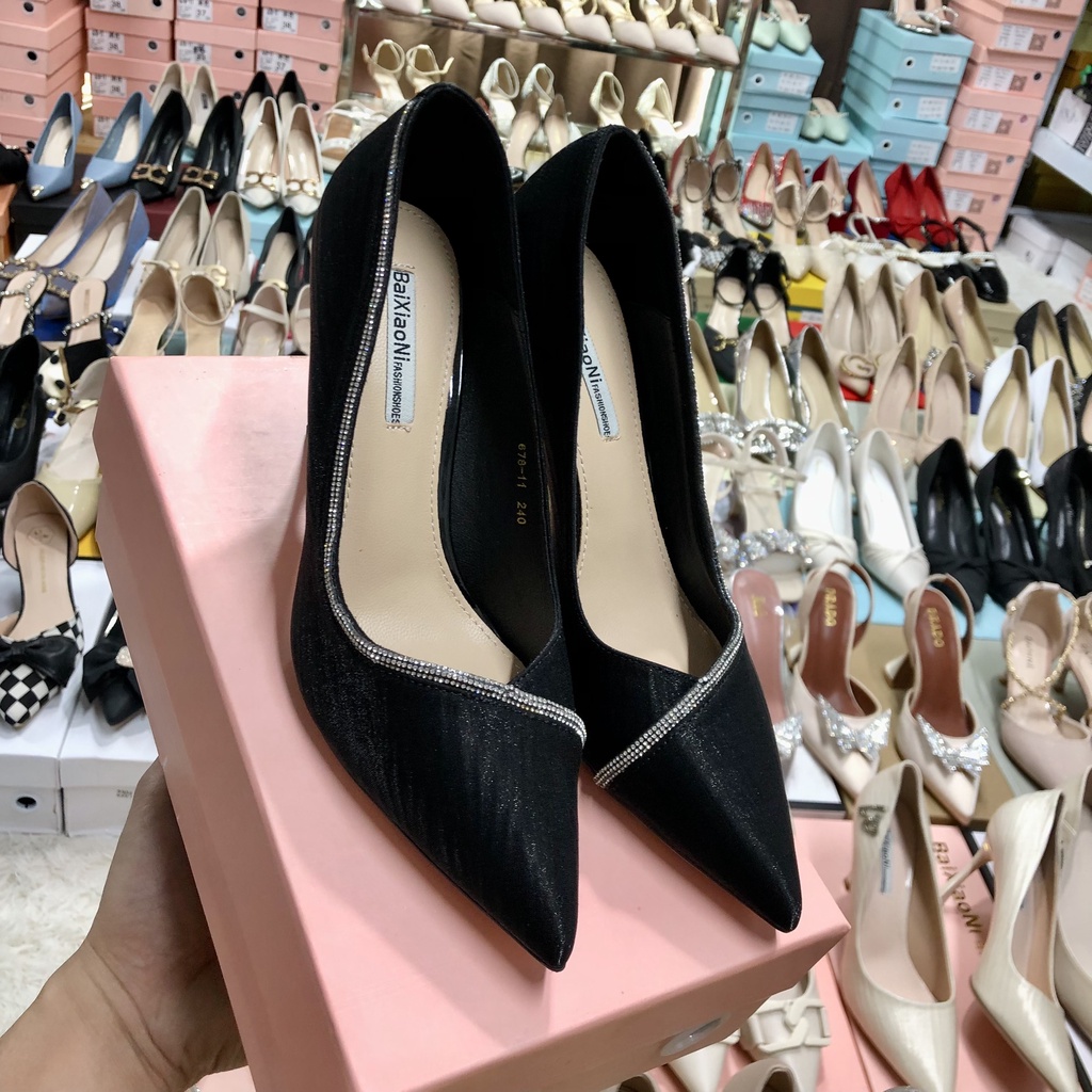 Giày cao gót nữ mũi nhọ cao 9cm có ảnh thật