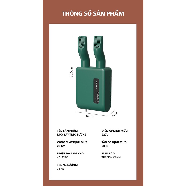 Máy sấy khô, khử mùi giày dép có tia UV, khiến giày dép luôn thơm tho, khô thoáng
